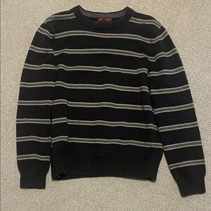 Covington Men's Sweater in Black and Gray Stripes